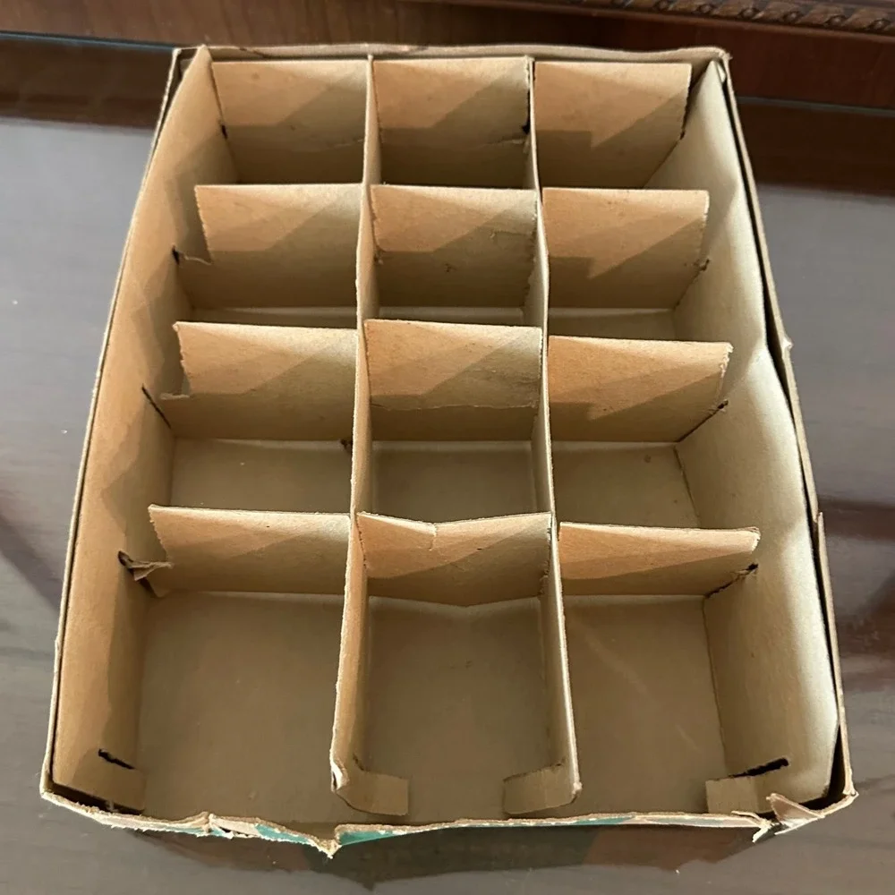 Vintage Shiny Brite Glass Christmas Tree EMPTY Ornament Box 12 Slot No Lid 11x9